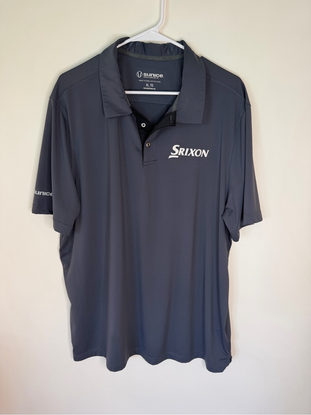 Sunice Men's Polo Shirt in Charcoal Grey with Logo golf athletic stretch XL